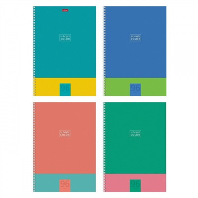 Тетрадь А4  96л клетка на спирали "В ярком цвете" (066118) Хатбер