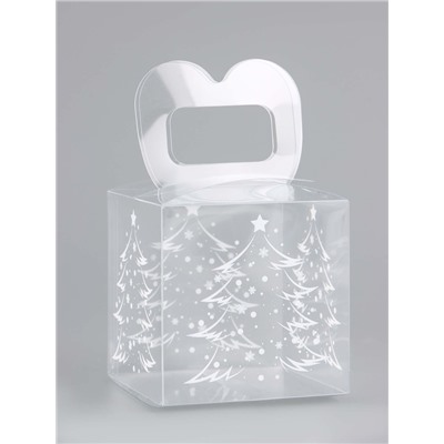 Коробка подарочная новогодняя складная ПВХ «Ёлочка» 7×7×7 см