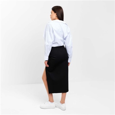 Юбка с вырезом миди женская MIST, размер 42, чёрная