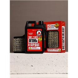 Подарочный набор «Мужику огонь», гель для душа канистра 500 мл и мочалка лента, HARD LINE