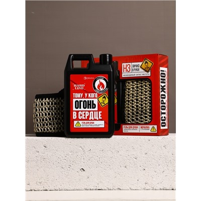 Подарочный набор «Мужику огонь», гель для душа канистра 500 мл и мочалка лента, HARD LINE