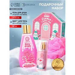 Подарочный набор новогодний «Счастья в Новом году», гель для душа, мочалка и мист, URAL LAB