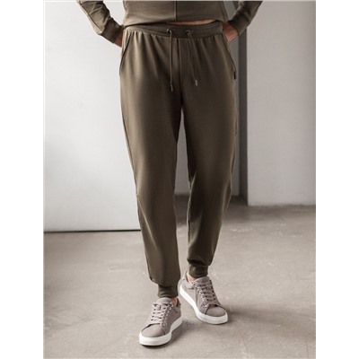 Брюки из тонкого футера с карманом на молнии