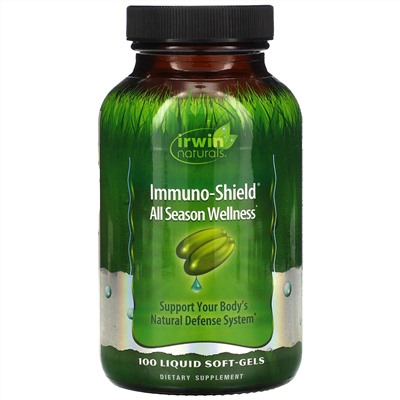 Irwin Naturals, Immuno-Shield, All Season Wellness, 100 Liquid Soft-Gels + Vitamin C, 500 mg, 30 Capsules