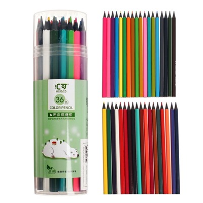 Карандаши цветные 36 цветов в тубусе, корпус шестигранный (пластиковые) черное основание