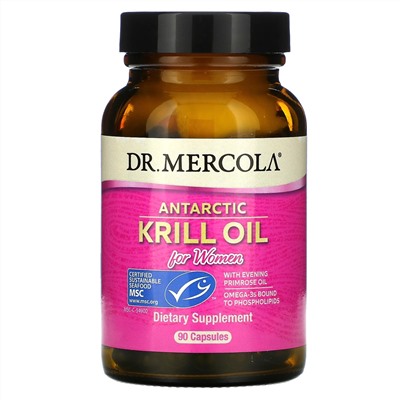 Dr. Mercola, масло антарктического криля для женщин, 90 капсул