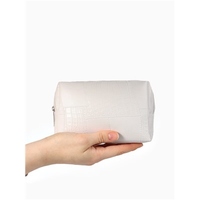 Косметичка ONE COLOR, на молнии, искусственная кожа, белая