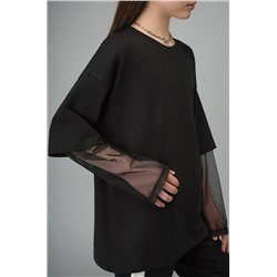 Лонгслив для девочки оверсайз с двойным рукавом Happyfox