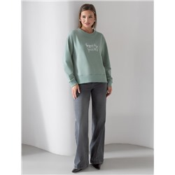 Свободный свитшот с принтом и разрезами из эластичного футера двухнитки без начеса