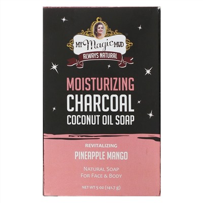 My Magic Mud, Moisturizing Charcoal, Coconut Oil Soap, Revitalizing Pineapple Mango,  5 oz (141.7 g)