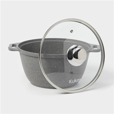 Кастрюля KUKMARA, 3 л, d=24 см, h=12.5 см, антипригарное покрытие, литой алюминий, серая