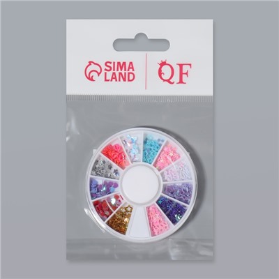 Пайетки для декора «Ассорти», 12 ячеек, разноцветные