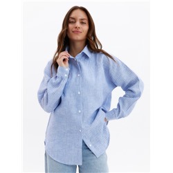 Рубашка женская MINAKU oversize в полоску, белая, голубая, размер 46