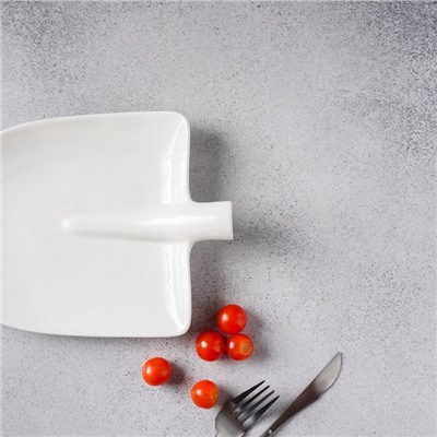 УЦЕНКА Блюдо фарфоровое Magistro «Бланш», 24×18×4.5 см, цвет белый