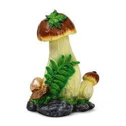 Садовая фигура из полистоуна «Гриб с ягодой и улиткой», 32.5×19×26 см