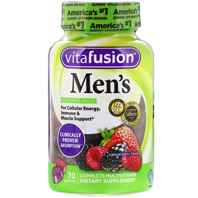 VitaFusion, Мультивитаминный комплекс для мужчин, вкус натуральных ягод, 70 жевательных таблеток