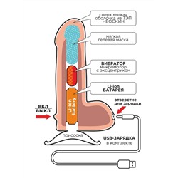 Телесный вибратор-реалистик NEOSKINUM - 22 см.