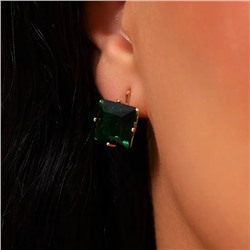 Серьги с крупным камнем ювелирная бижутерия коллекция "Дубай" покрытие позолота, вставка: стекло, цвет: изумрудный, арт.414.715