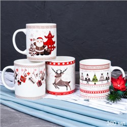 Кружка 4 штуки на металлстенде 380 мл / 1188-7 /кружка новогодняя/ в гофрокоробе