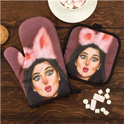 Кухонный набор 2 прихватки Этель Love Life «Пушистая», прихватка 17×17 см, варежка 26×16 см, 100% п/э