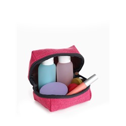 Косметичка женская на молнии, объёмная, маленькая, мягкая, на подкладке, малиновая