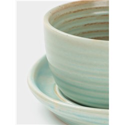 Чайная пара Magistro Sand Ripples, 2 предмета: чашка 300 мл, блюдце 19.8×15.8 см, фарфор, голубая