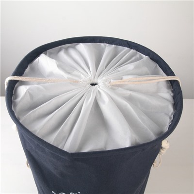 Корзина для белья Доляна «Пикколо», 30×30×40 см, с затяжкой, синяя