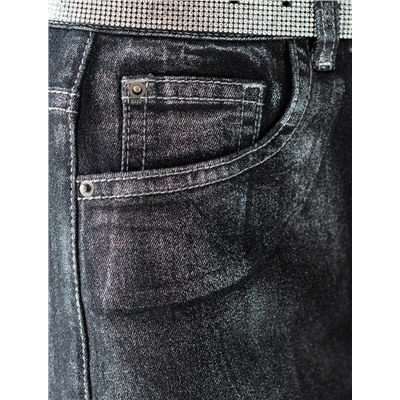 Джинсы трубы из эластичного денима с металлизированным покрытием