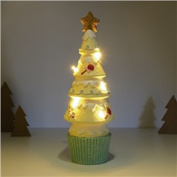 Фигурка светящаяся керамика «Пряничная ёлочка», св. жёлтая, 10×10×31 см