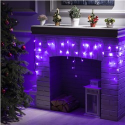 УЦЕНКА Гирлянда «Бахрома» 3×0.5 м, IP20, прозрачная нить, 80 LED, свечение фиолетовое, 8 режимов, 220 В