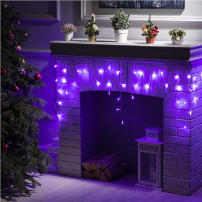 УЦЕНКА Гирлянда «Бахрома» 3×0.5 м, IP20, прозрачная нить, 80 LED, свечение фиолетовое, 8 режимов, 220 В