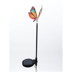 Штекер с подсветкой «Бабочка Адриа», на солнечной батарее, розовая, 12×70 см