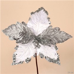 Цветок декоративный Пуансеттия 24 см белая / 679 /уп 120/480/