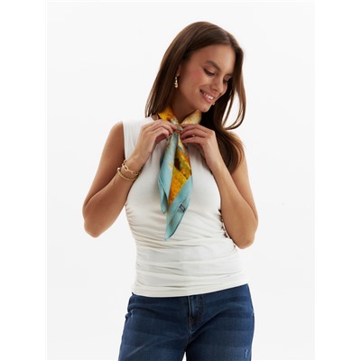 Платок женский MINAKU, размер 70×70 см, оранжевый, голубой