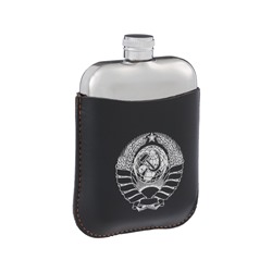Фляжка «Герб СССР», нержавеющая сталь, чехол, 180 мл, 6 oz