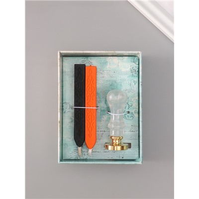 Подарочный набор для сургучной печати «Страшная тыква», печать, ручка, сургуч, 12.5×10×3.6 см