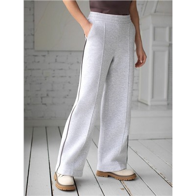 Теплые прямые брюки из эластичного футера трехнитки с начесом