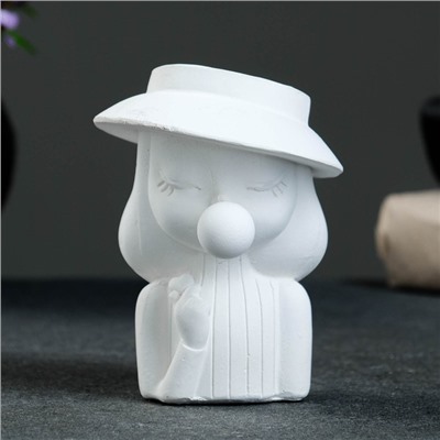 Фигурное кашпо для цветов «Девочка со жвачкой», 50 мл, 11×9×9 см, гипс, белое