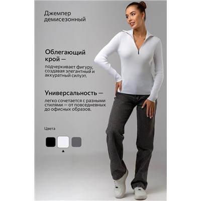 Женский джемпер в рубчик с воротником на молнии Happyfox