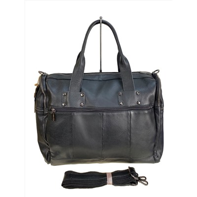 Багажная сумка из натуральной кожи, цвет черный