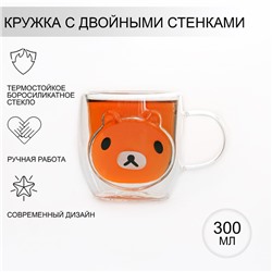 Кружка с двойными стенками «Панда», 300 мл, стекло