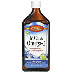 Carlson Labs, MCT & Omega-3, Natural Lemon Lime, 16.9 fl oz (500 ml)