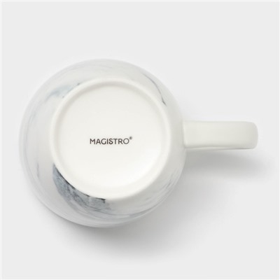 Кружки Magistro Real Marble, 400 мл, набор 2 шт., фарфор, белые