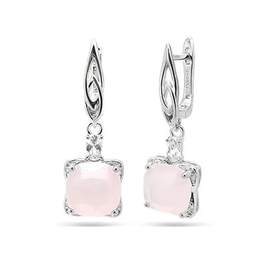 Серьги из серебра розовый кварц, МЦВ101