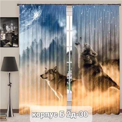 Портьеры с принтом, 3*2,6 см (без тюля)