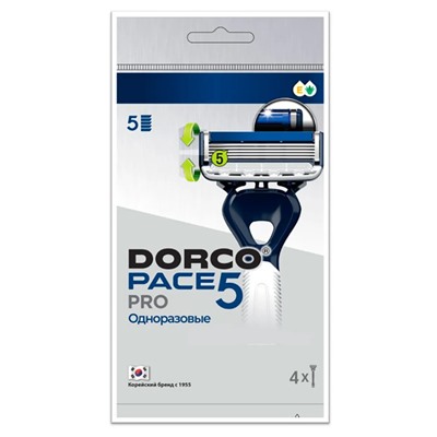 Станок для бритья с несъемной головкой DORCO PACE-5 PRO (4 шт.), FVB 100-4P