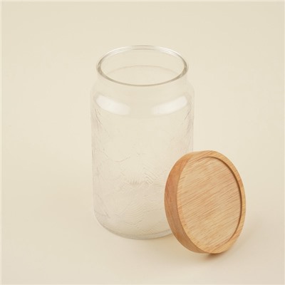 Банка для сыпучих продуктов SL Home «Валенсия», 2 л, 12×20.5 см, с деревянной крышкой, стекло, прозрачная