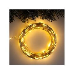 Гирлянда «Нить» 20 м роса, IP20, серебристая нить, 200 LED, свечение тёплое белое, 12 В