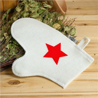 Набор для бани «Будёновец», 3 предмета: шапка, коврик, рукавица