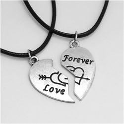 Кулоны «Неразлучники» love forever, цвет серебро, 40 см